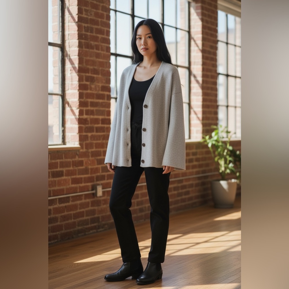 Joie Light Gray Button-Front Women's Knit Cardigan Sweater NWT - Picture 3 of 5